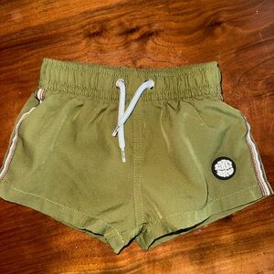 Olive Green Kids Swim Trunks